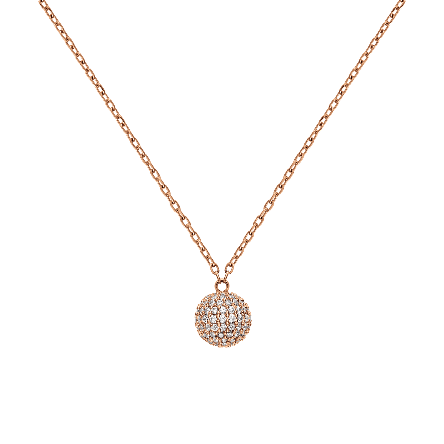 Pavé Crystal Pendant Necklace Rose Gold