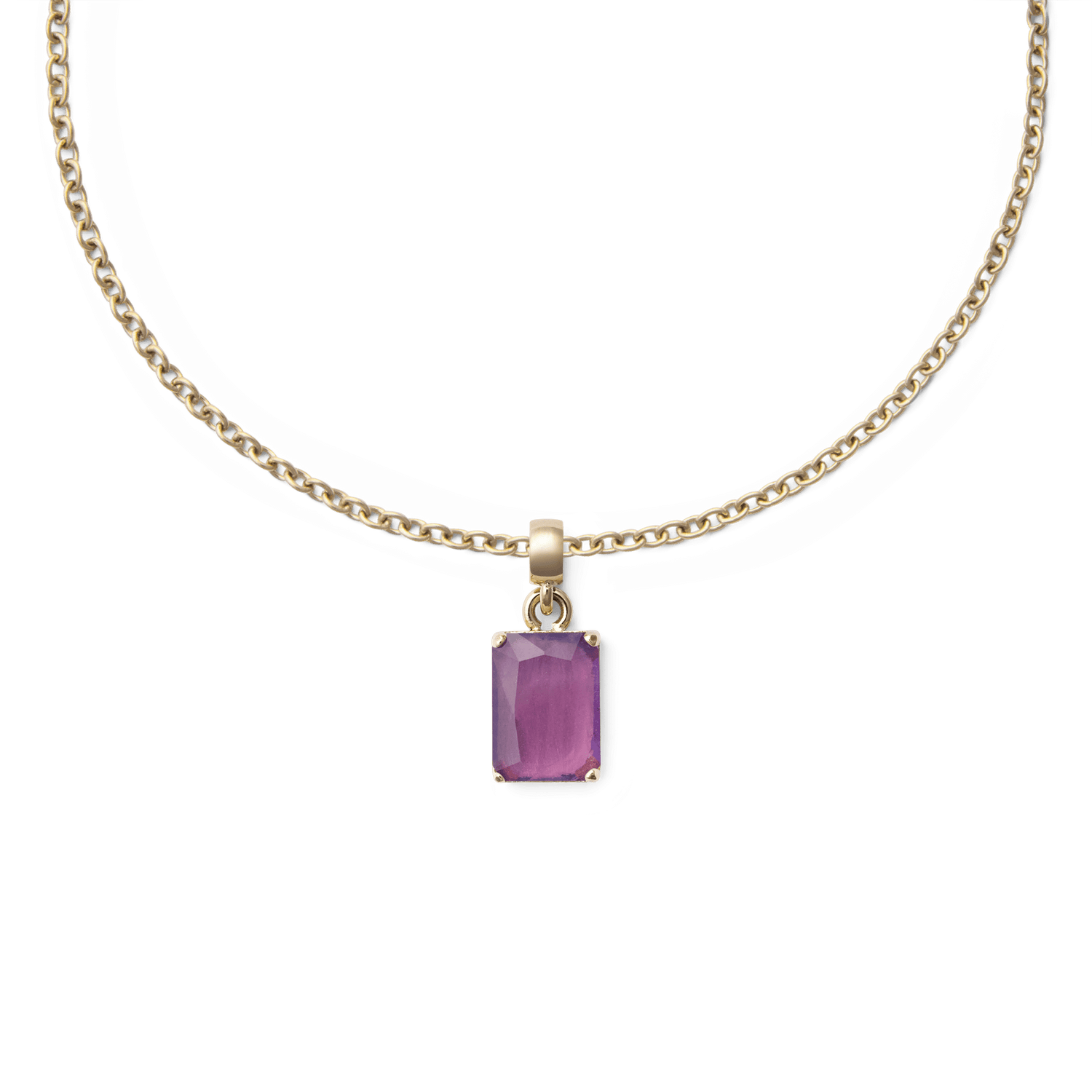 Amethyst Octagon Gold Charm