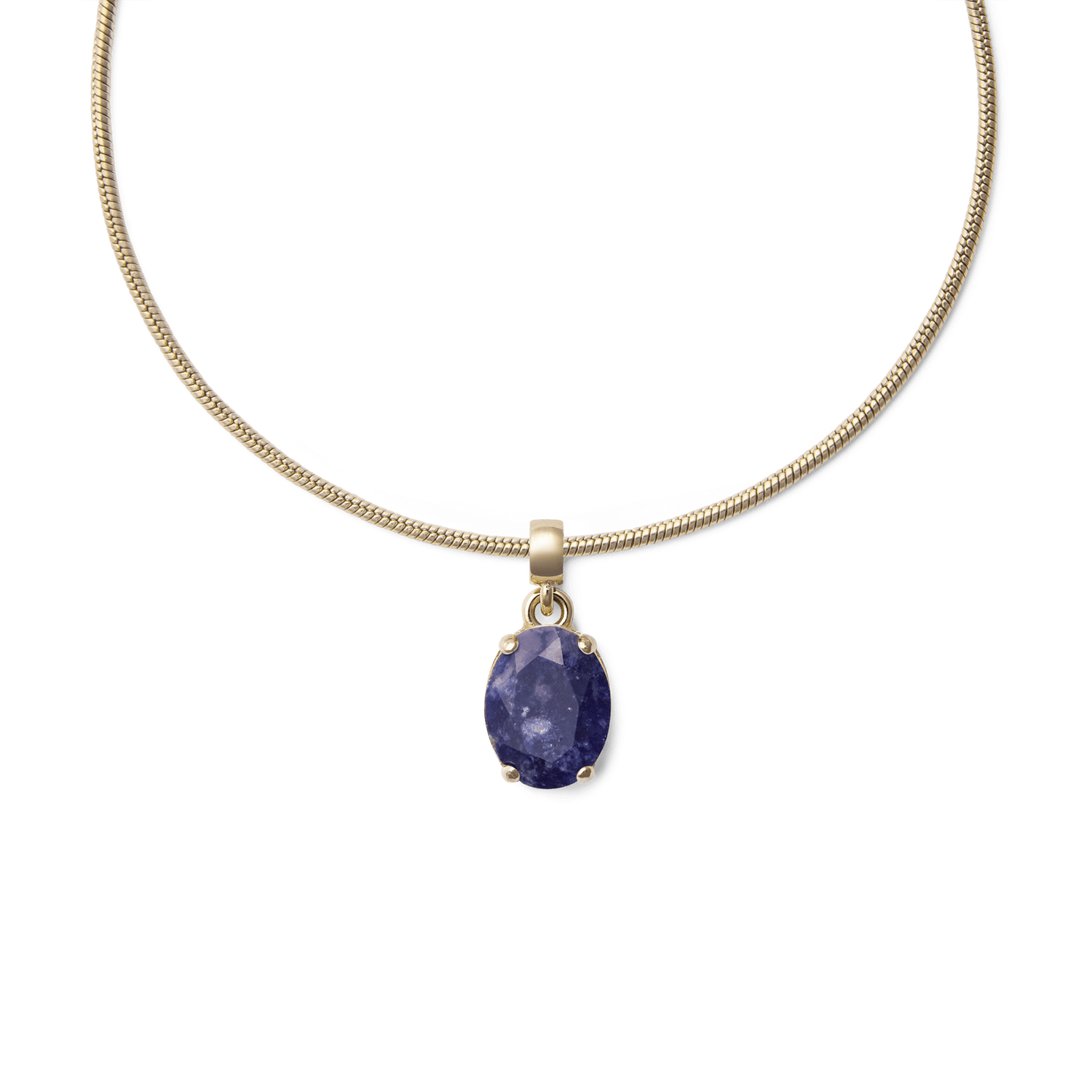 Blue Spot Oval Gold Charm