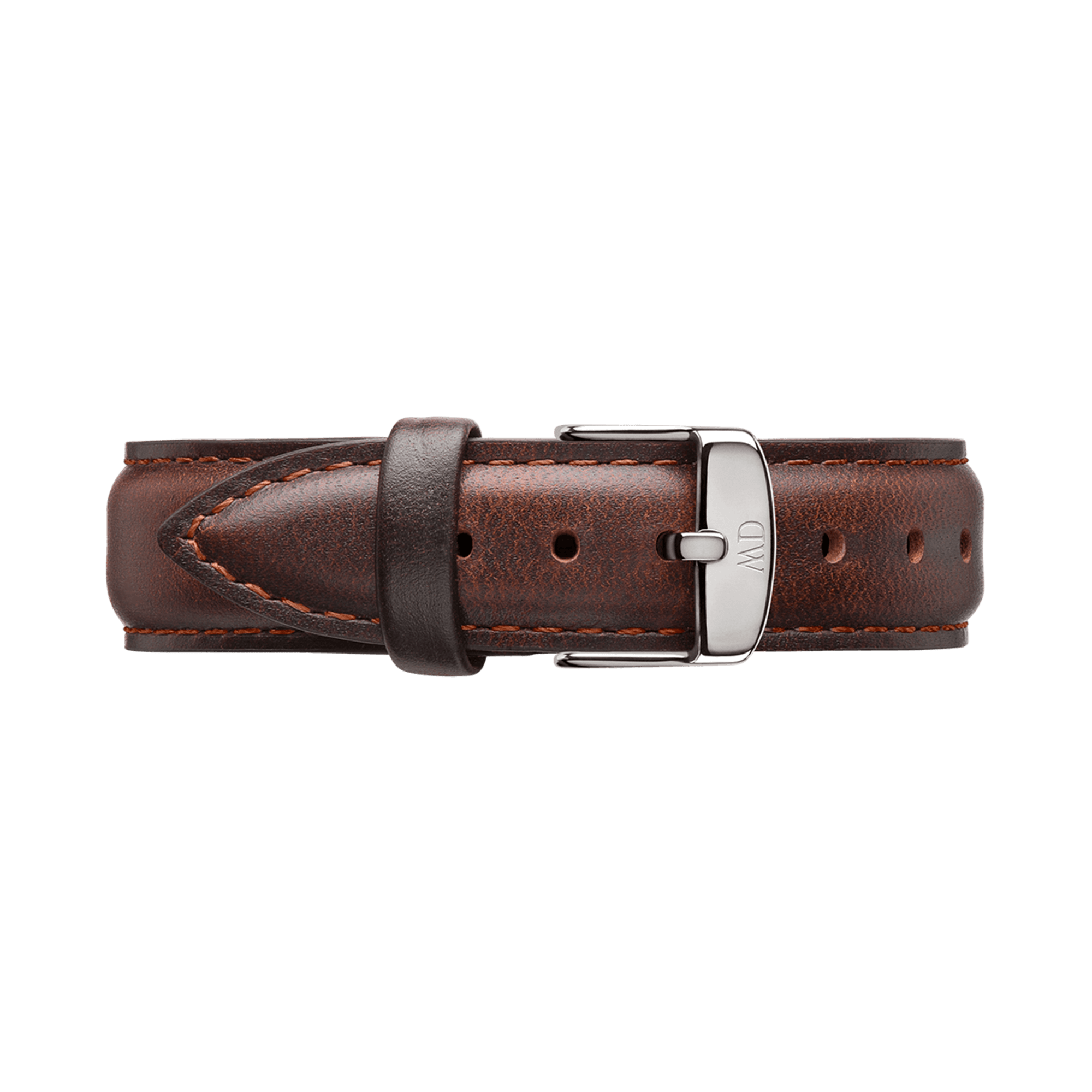 Bristol - Watch strap in leather & silver detail 40mm | DW