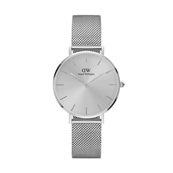 Petite Unitone - Silver watch with mesh strap 28mm | DW
